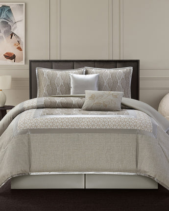 Aurora 6-Piece Comforter Set, Grey, Geometric