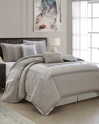Aurora 6-Piece Comforter Set, Grey, Geometric