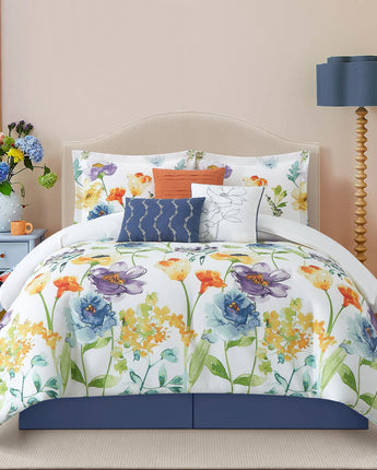 Andie 7 Piece Multi Watercolor Microfiber Print Comforter Set
