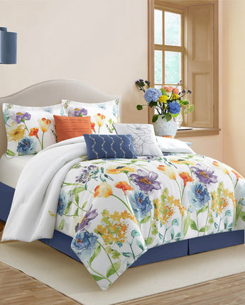 Andie 7 Piece Multi Watercolor Microfiber Print Comforter Set