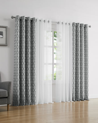 Cruella 4 Piece Panels Jacquard Curtains 54’’x84’’ with a Lightweight Terylene Sheer