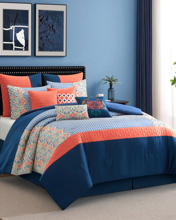 Dascha 10 Pieces Emme Damask Comforter Set