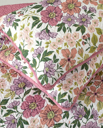 Eira 3 Piece Floral Quilt Set Pink