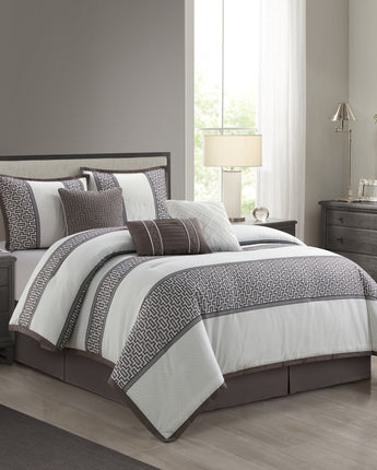 Fiyero 7 Piece Comforter Set White/Gray