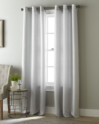 Freda Metallic Semi-Sheer Grommet Curtains Set of 2