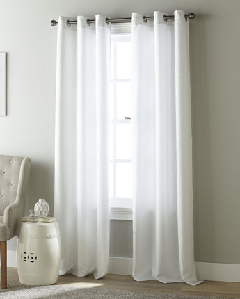 Freda Metallic Semi-Sheer Grommet Curtains Set of 2