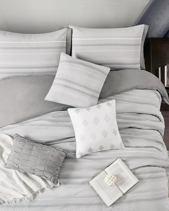 Gamla 7 Piece Stripe Comforter Set Grey