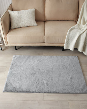 Svetlana Faux Rabbit Fur Grey Rug
