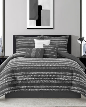 Ira 7 Piece Striped Jacquard Comforter Set