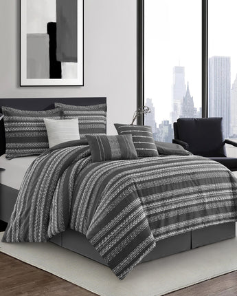 Ira 7 Piece Striped Jacquard Comforter Set