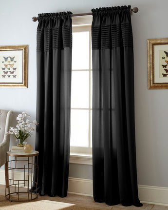 Landford Window Curtain Panel with Rod Pocket Top, Black, 54" x 63"