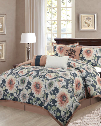 Morgana 7-Piece Comforter Set, Multi-Color, Floral