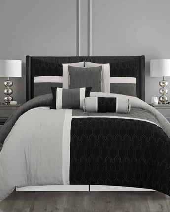 Natalia 7 Piece Comforter Set, Grey