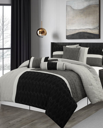Natalia 7 Piece Comforter Set, Grey