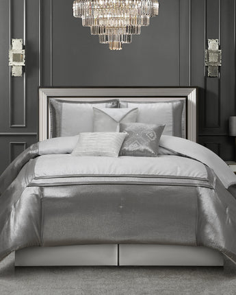 Prestyn 7 Piece Comforter Set, Silver