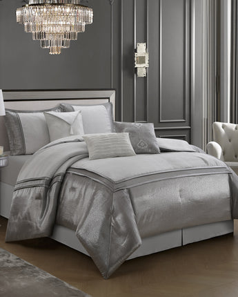 Prestyn 7 Piece Comforter Set, Silver