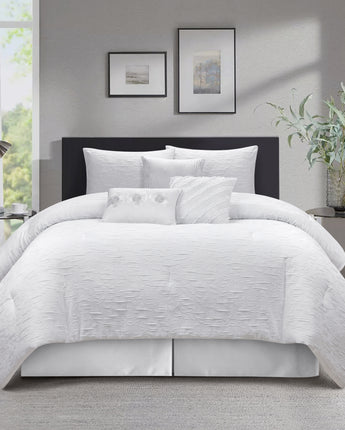 Slavia 7 Piece Leaves Comforter Set White