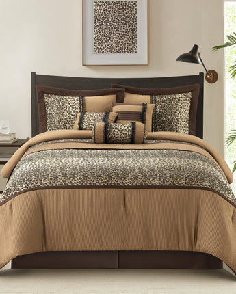 Sadie Leopard Print 7-Piece Comforter Set, Brown