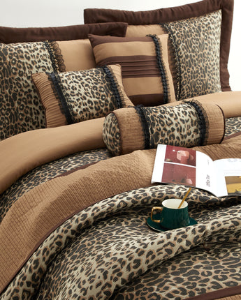 Sadie Leopard Print 7-Piece Comforter Set, Brown