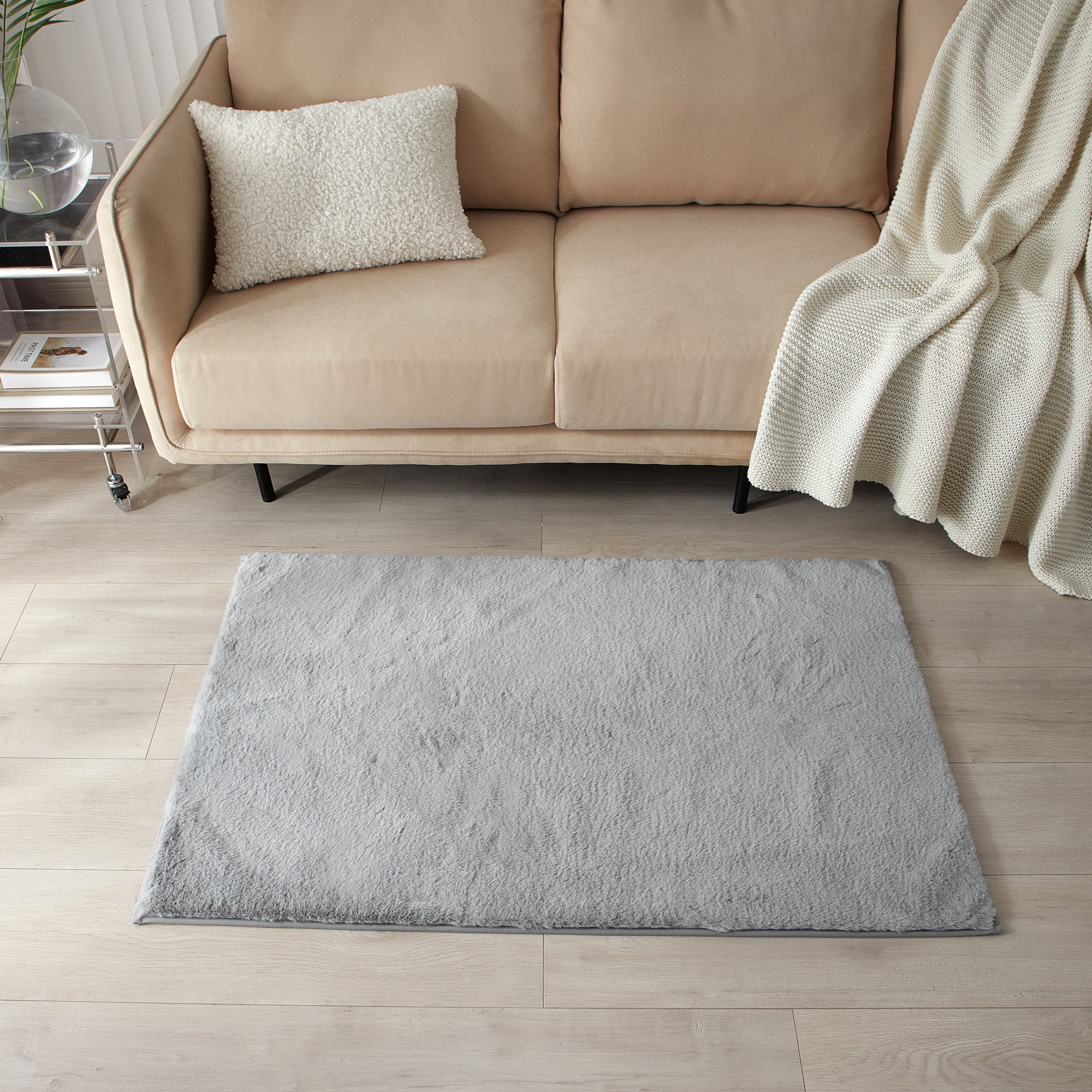Orange Rabbit Fur Rug Rectangular Svetlana Faux Rabbit Fur Rug, Indoors, 30