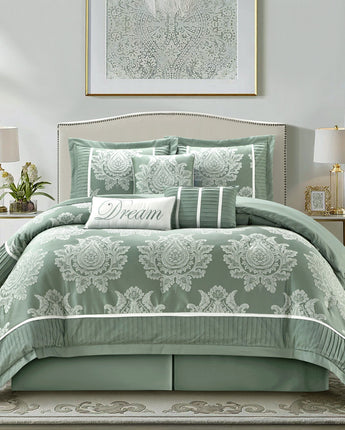 Therese 7/15 Piece Damask Jacquard Comforter Set