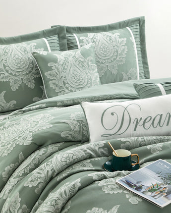 Therese 7/15 Piece Damask Jacquard Comforter Set