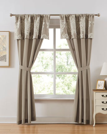 Therese Rod Pocket Curtains Set of 2 with Attached Valances, 42"x84"