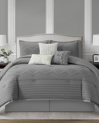 Whitely 7 Pieces Geometric Jacquard Comforter Set
