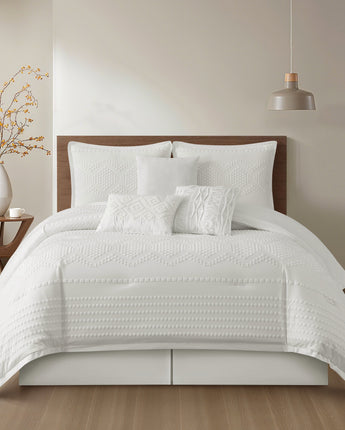 Whitely 7 Pieces Geometric Jacquard Comforter Set