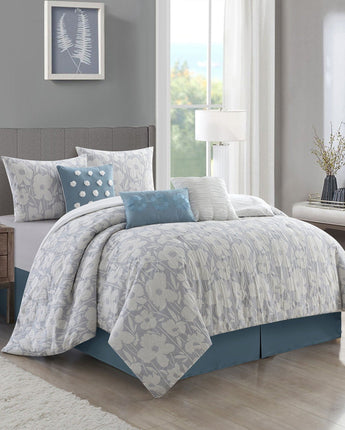 Belavia 7-Piece Floral Comforter Set, 100% Cotton