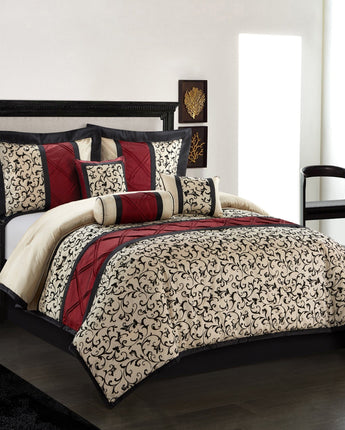 Bella 7-Piece Comforter Set, Cream, Patchwork