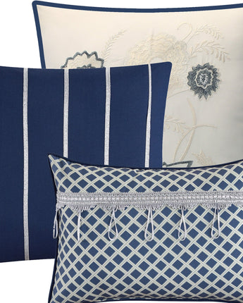 Elisia Leaves 7-Piece Comforter Set, Navy