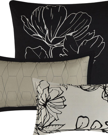 Georgia 7-Piece Comforter Set, Silver, Floral