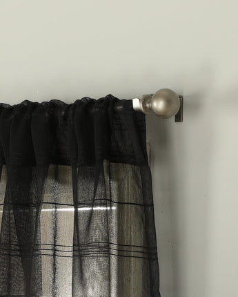 Klelia Semi-Sheer Rod Pocket Curtain Panel Pair, Black