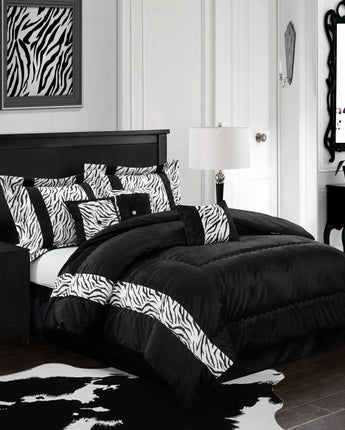 Mali 7-Piece Comforter Set, Black, Abstract
