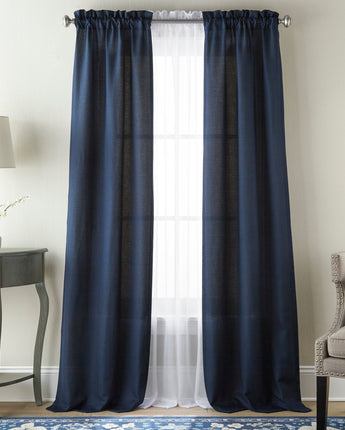 Lada Light Filtering Rod Pocket Curtain Panel Set, Navy