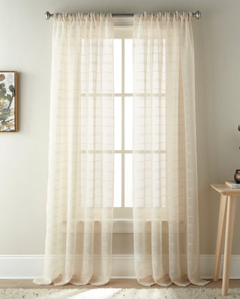 Klelia Semi-Sheer Rod Pocket Curtain Panel Pair, Beige