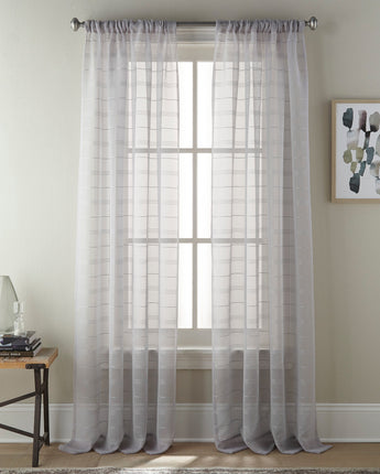 Klelia Semi-Sheer Rod Pocket Curtain Panel Pair, Grey