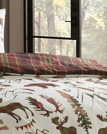 Pinawa Reversible 5-Piece Comforter Set, Beige/Red