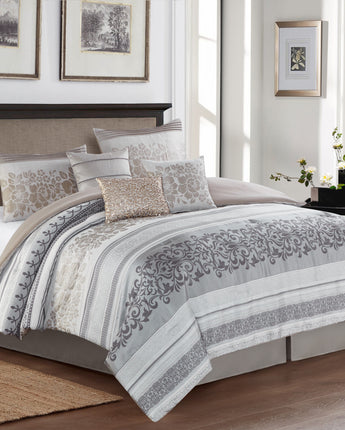 Rollie 7-Piece Comforter Set, Grey, Floral