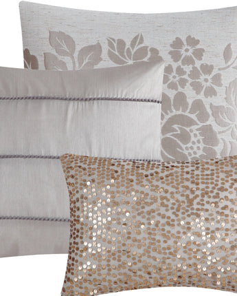 Rollie 7-Piece Comforter Set, Grey, Floral