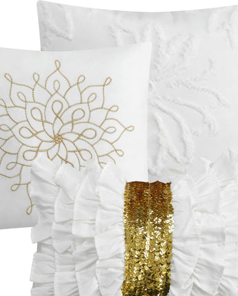 Altair 7 Piece Comforter Set, White, Solid Color