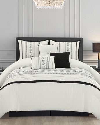 Argento 7 Piece Comforter Set, White, Geometric