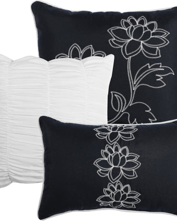 Calabria 7 Piece Comforter Set, Navy, Floral