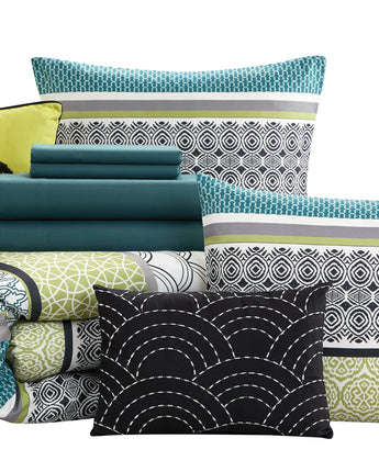 Delilah 10 Piece Comforter Set, Teal/Yellow