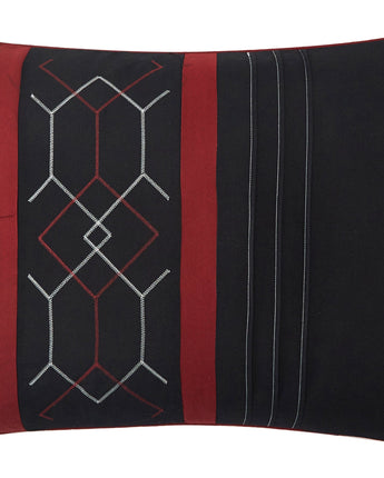 Earline 7-Piece Comforter Set, Black/Red, Geometric