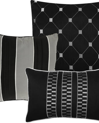 Eli 7 Piece Comforter Set, Grey, Striped
