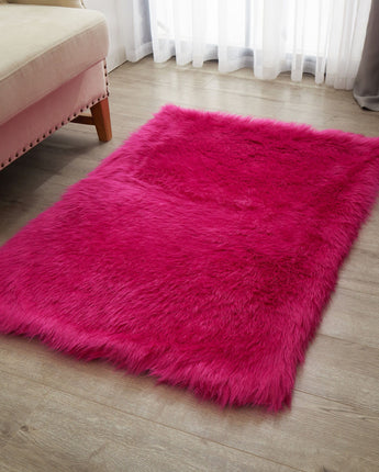 Enrica Sheepskin Faux Fur Shaggy Area Rug, Pink, 30" x 46"