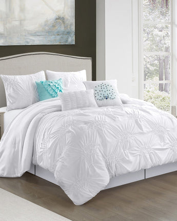 Erasmus 7-Piece Comforter Set, White, Solid Color