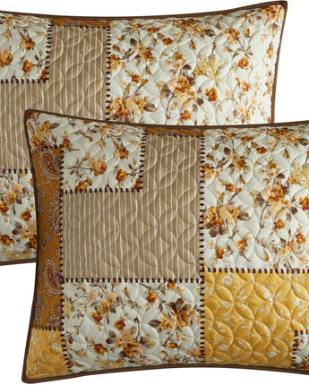 Fayetta 3 Piece Quilt Set, Gold, Floral